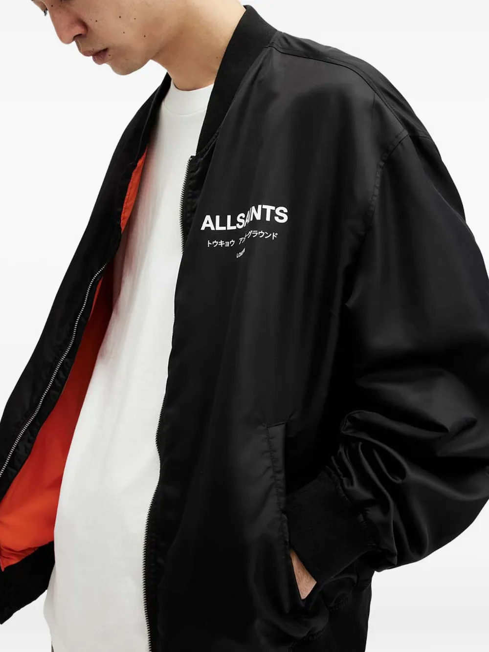 AllSaints Bomberjack met logoprint Zwart