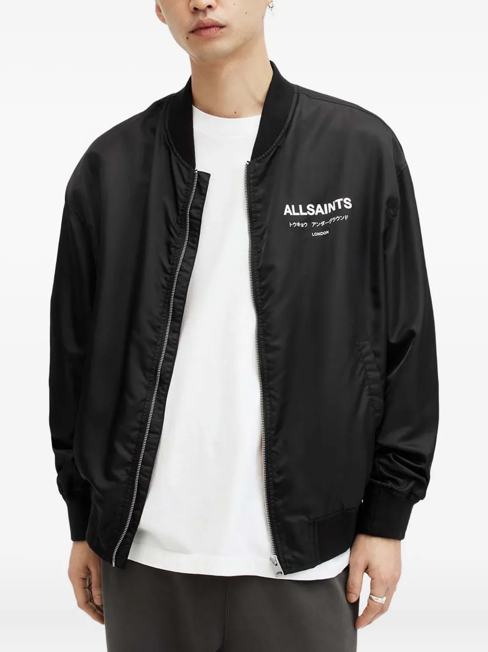 AllSaints Bomberjack met logoprint Zwart