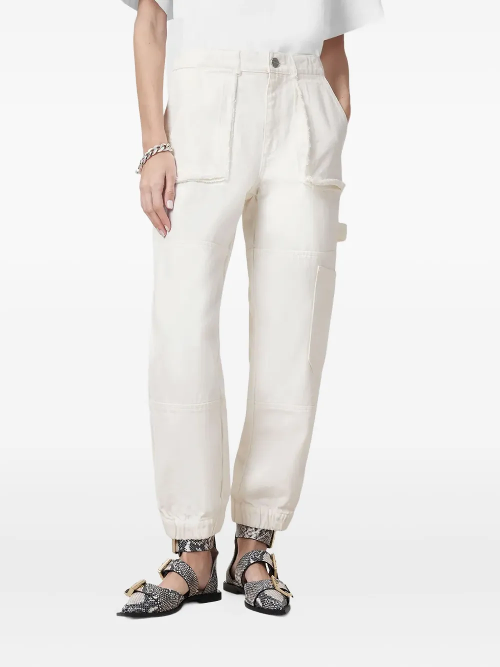 AllSaints Mila panelled frayed-edge jeans | White | Image 1