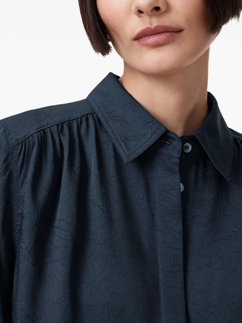 AllSaints Aggie gathered shirt Blauw