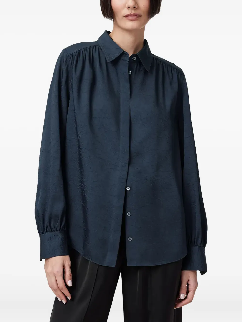AllSaints Aggie gathered shirt Blauw