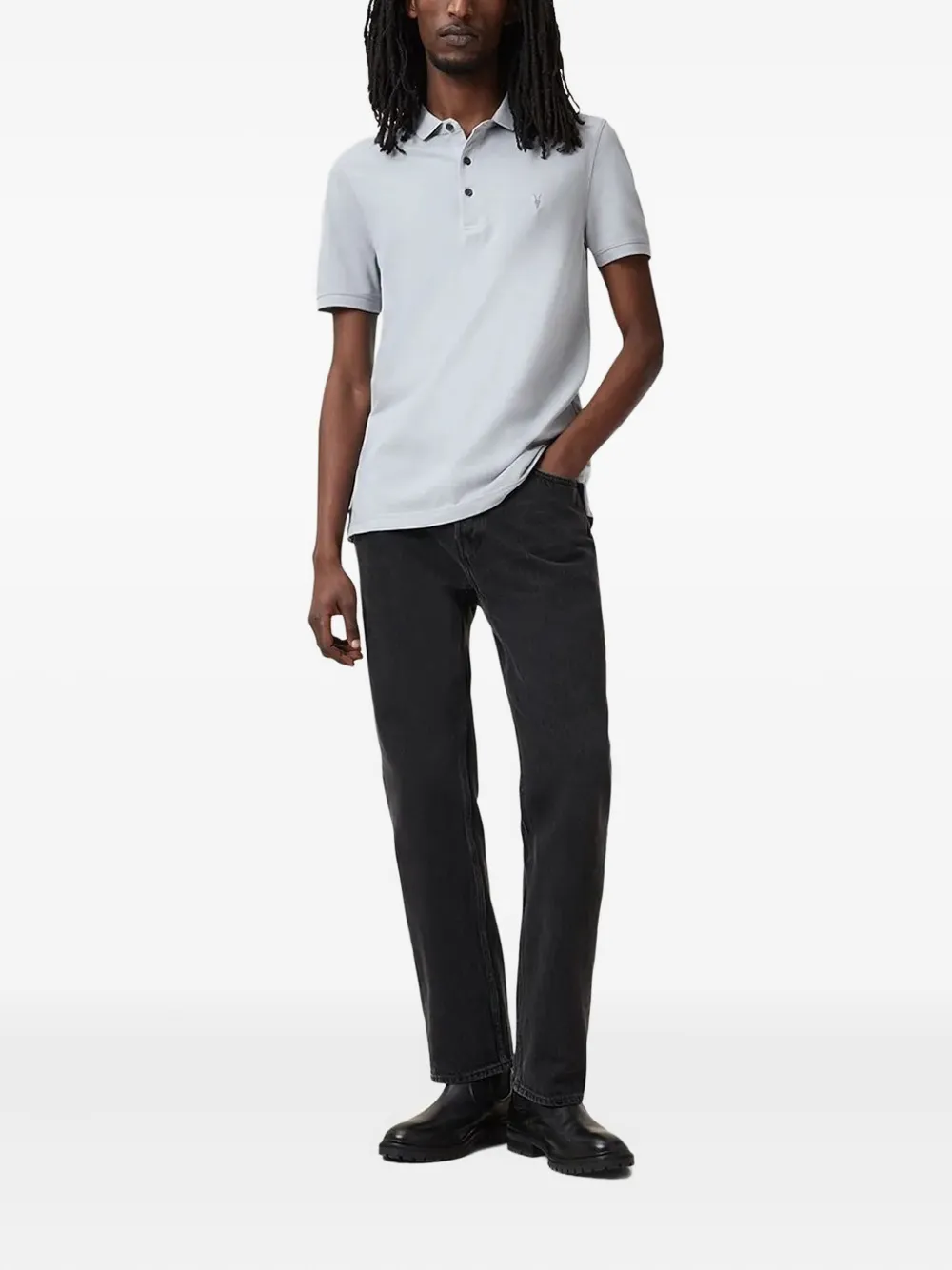 AllSaints Poloshirt met geborduurd logo - Blauw