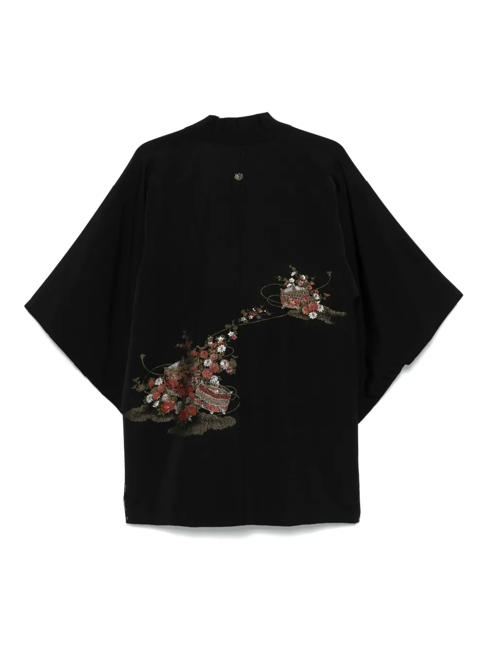 A.N.G.E.L.O. Vintage Cult 1970s pre-owned tuniek met geborduurde bloemen - Zwart