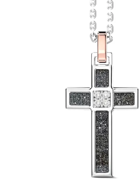 Zancan sterling silver Cross diamond necklace