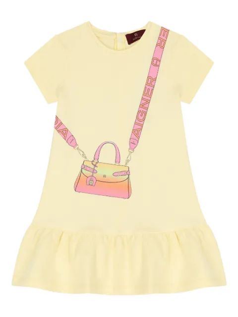 Aigner Kids فستان بأكمام قصيرة وطبعة جرافيك