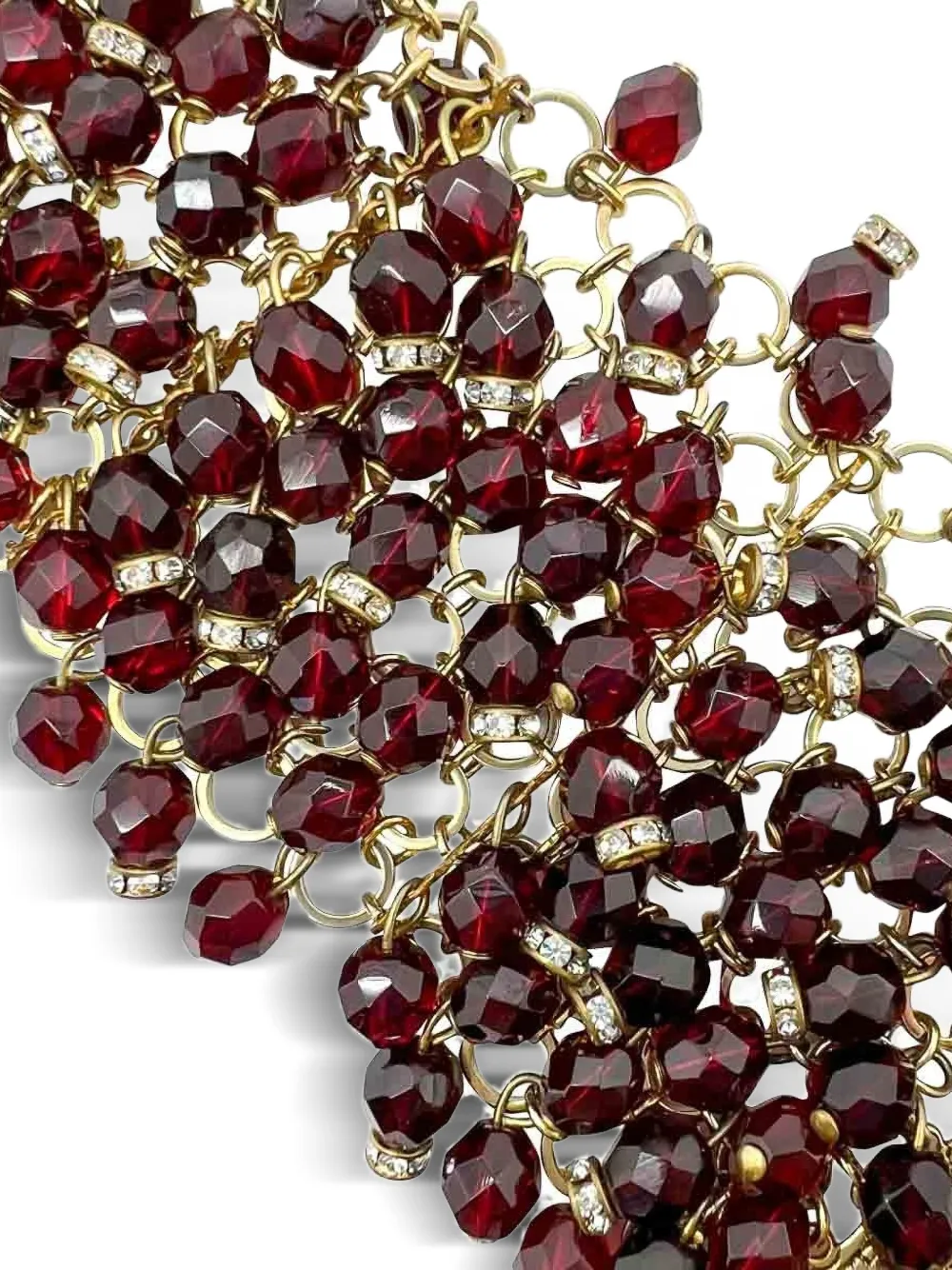 Pre-owned Jennifer Gibson Jewellery 1940s Ruby Droplet Cuff Bracelet In Gold