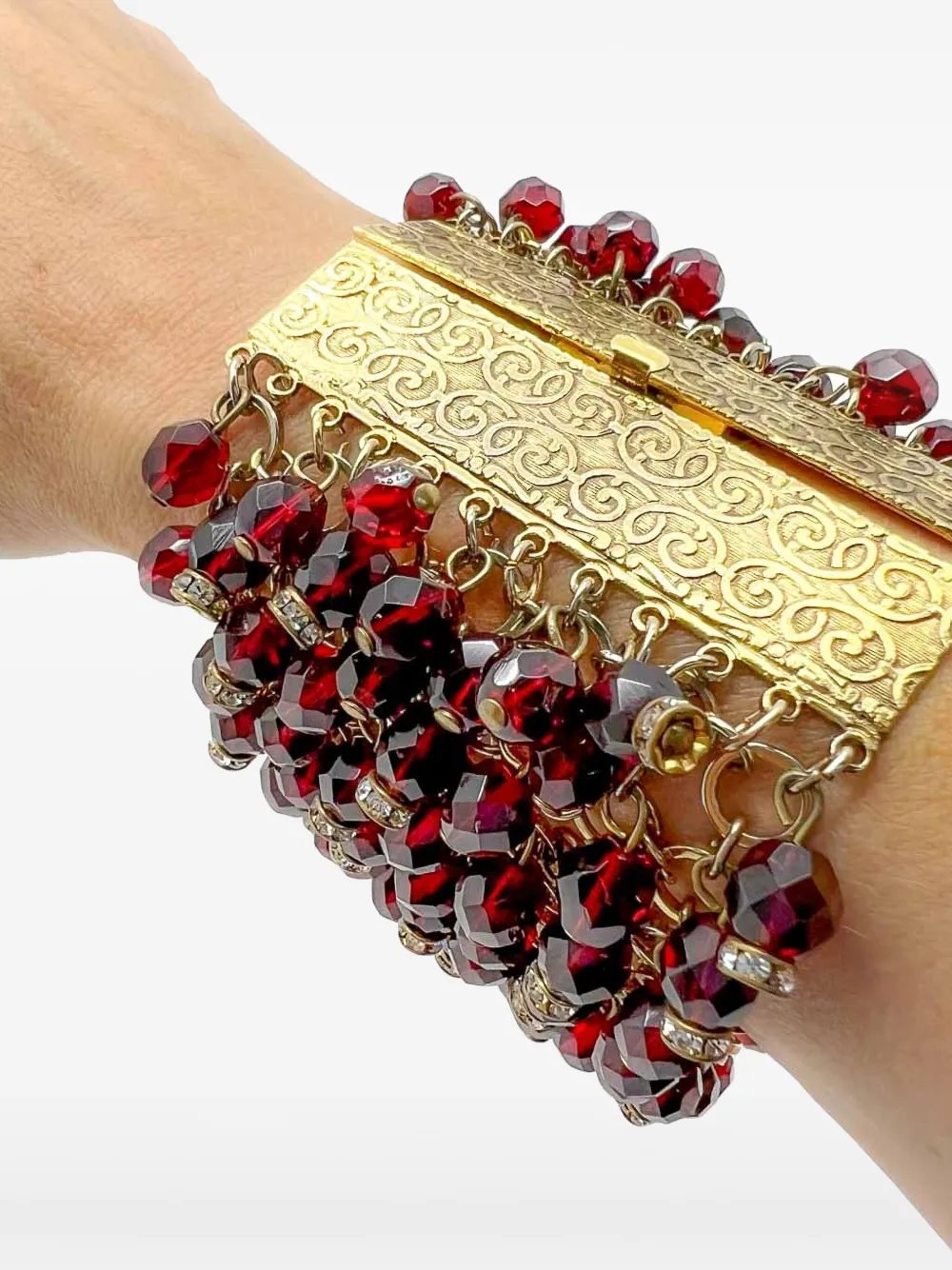 Jennifer Gibson Jewellery 1940s Ruby Droplet cuff bracelet | Image 2