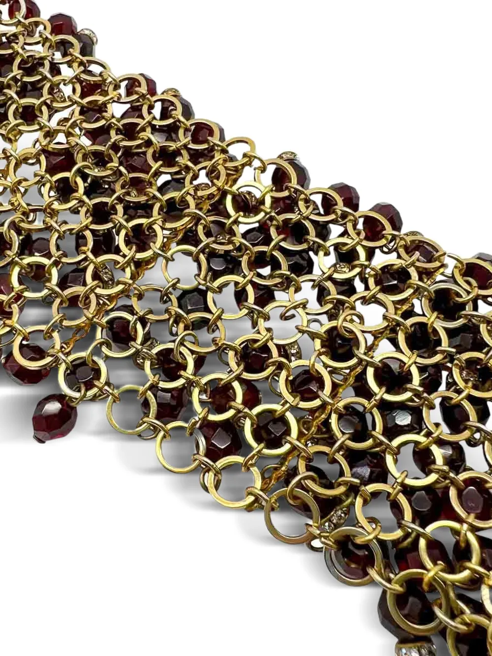Pre-owned Jennifer Gibson Jewellery 1940s Ruby Droplet Cuff Bracelet In Gold