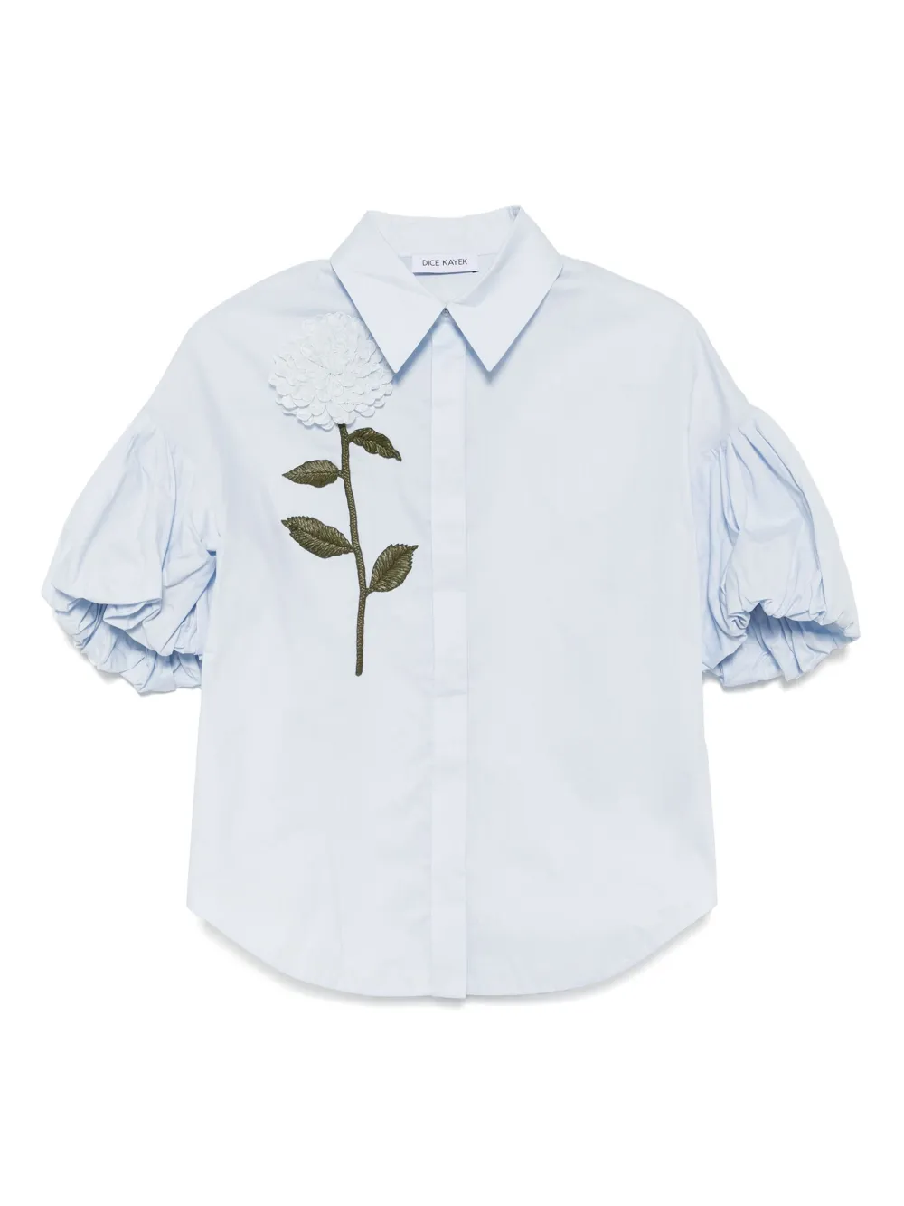 Dice Kayek floral embroidered cotton poplin shirt | Blue | Image 1