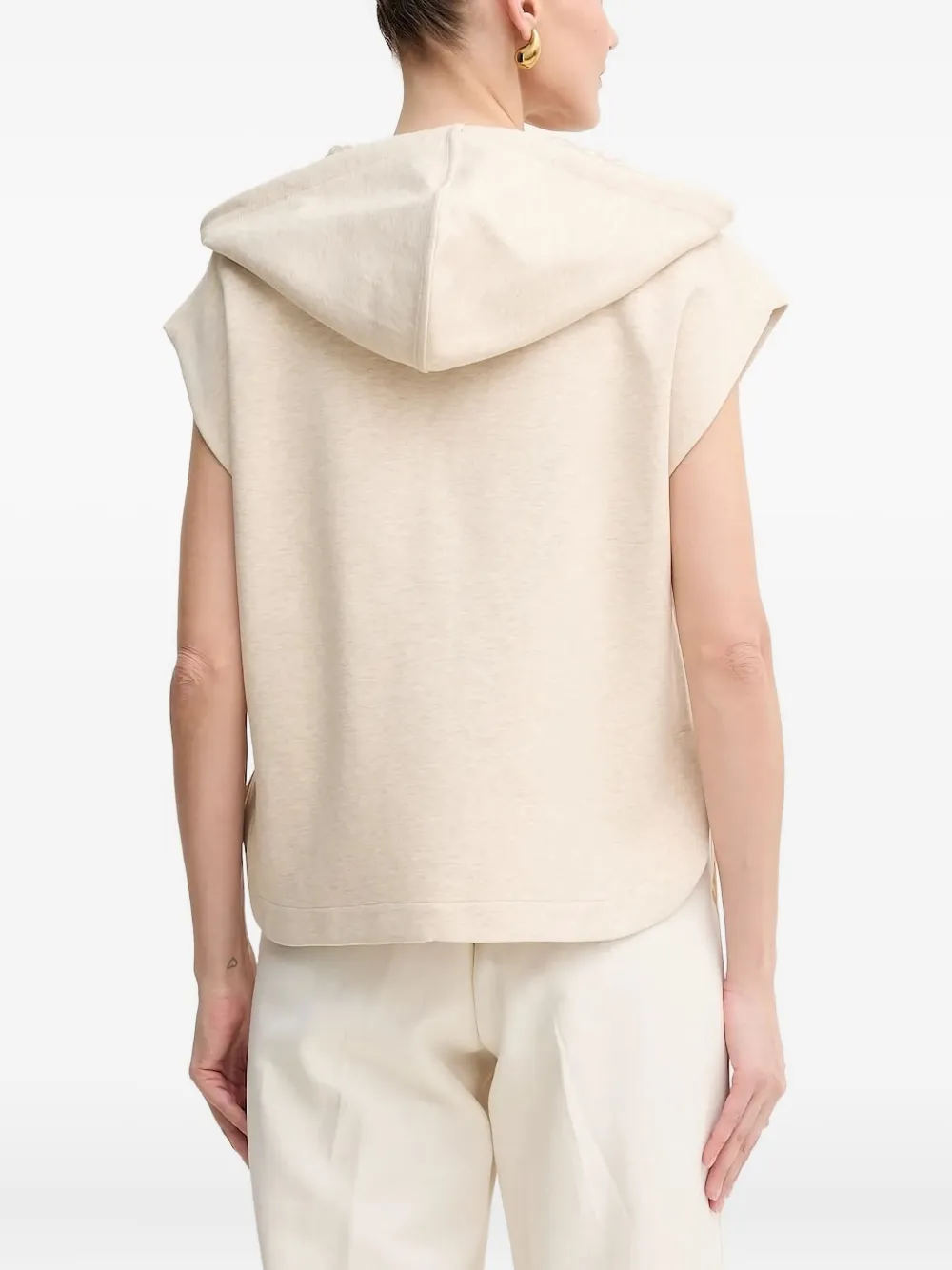 BOSS Mouwloze hoodie met rits - Beige
