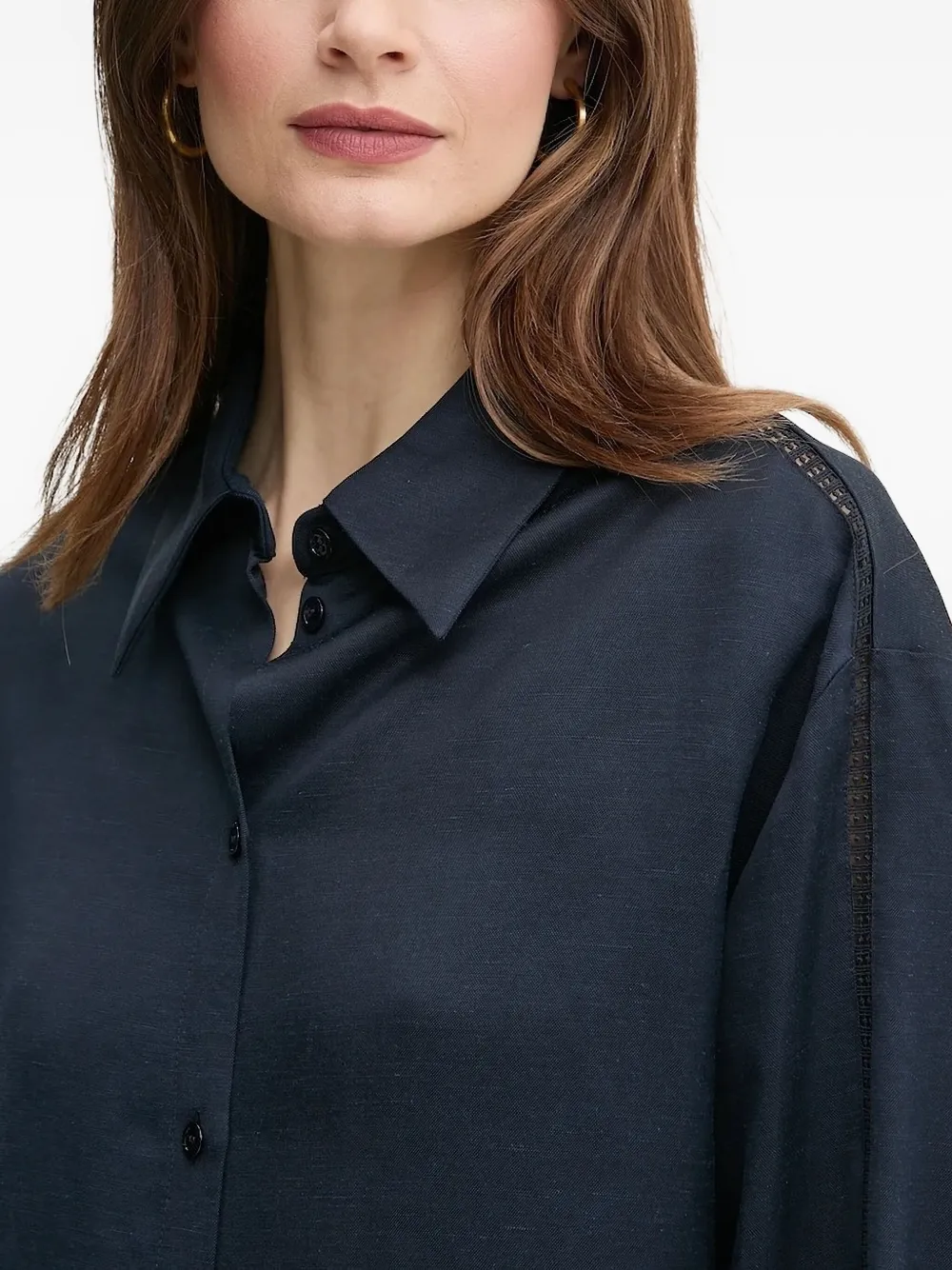 BOSS Blouse met kant Blauw