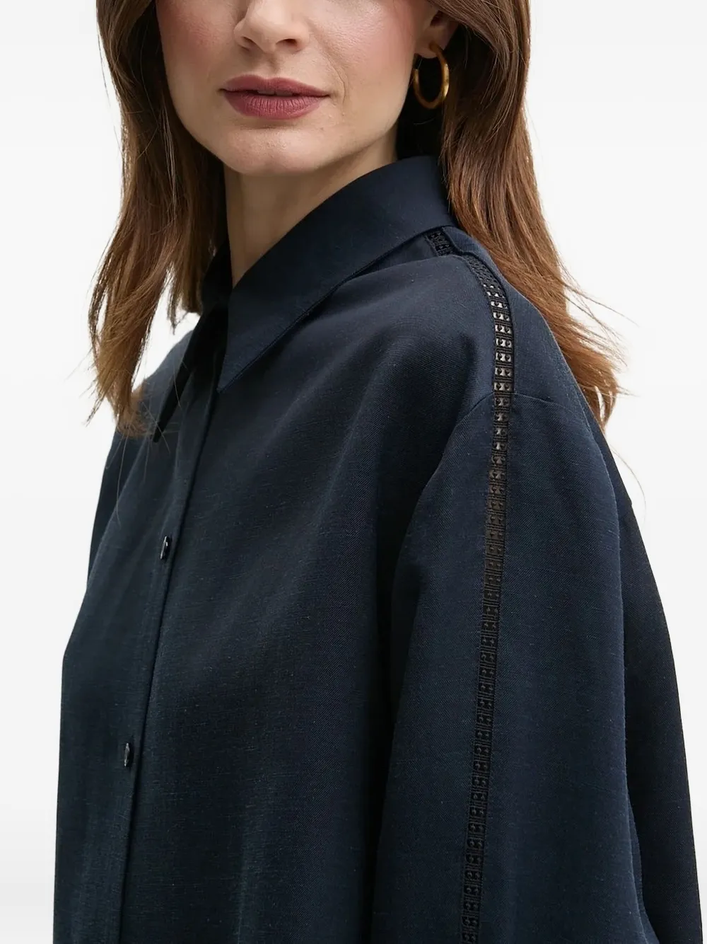 BOSS Blouse met kant Blauw
