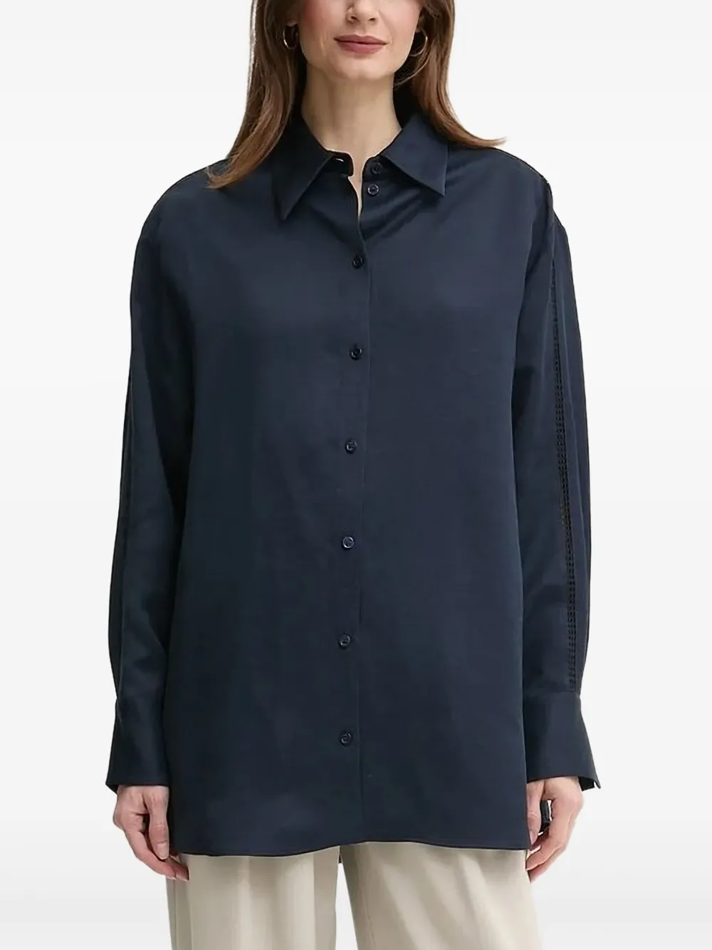 Hugo Boss Lace-insert Shirt In Blue