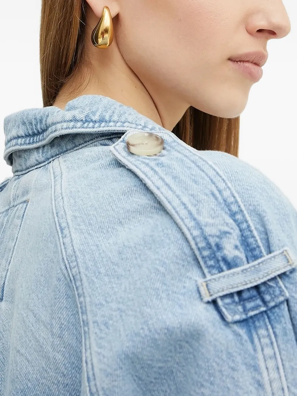 BOSS Denim jack met dubbele rij knopen en ceintuur Blauw