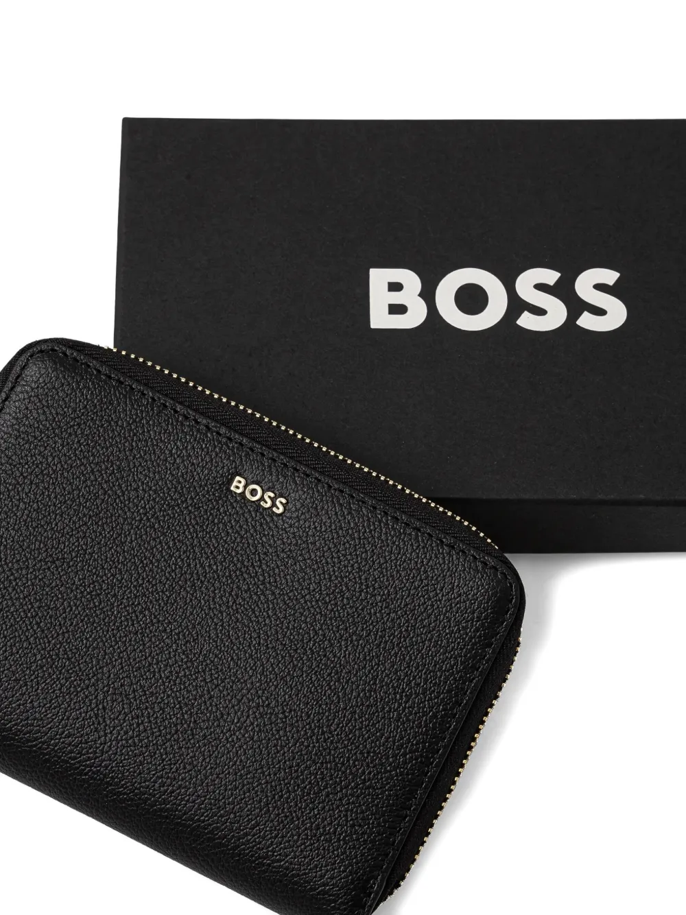 BOSS Leren portemonnee Zwart