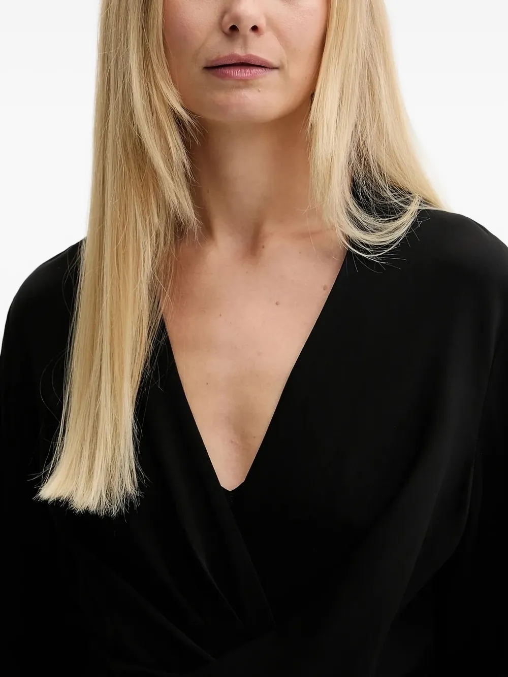 Hugo Boss Twist-front Blouse In Black