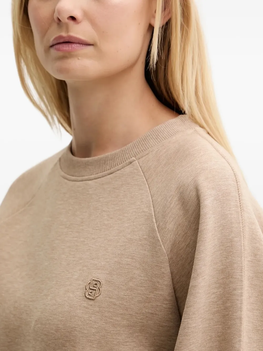 Hugo Boss Raglan-sleeve Embroidered Sweatshirt In Neutral