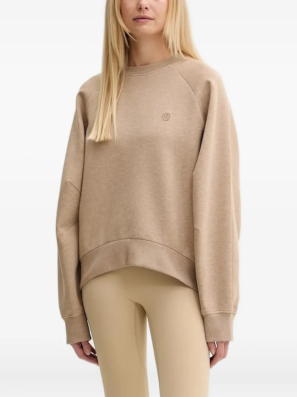Hugo Boss Raglan-sleeve Embroidered Sweatshirt In Neutral