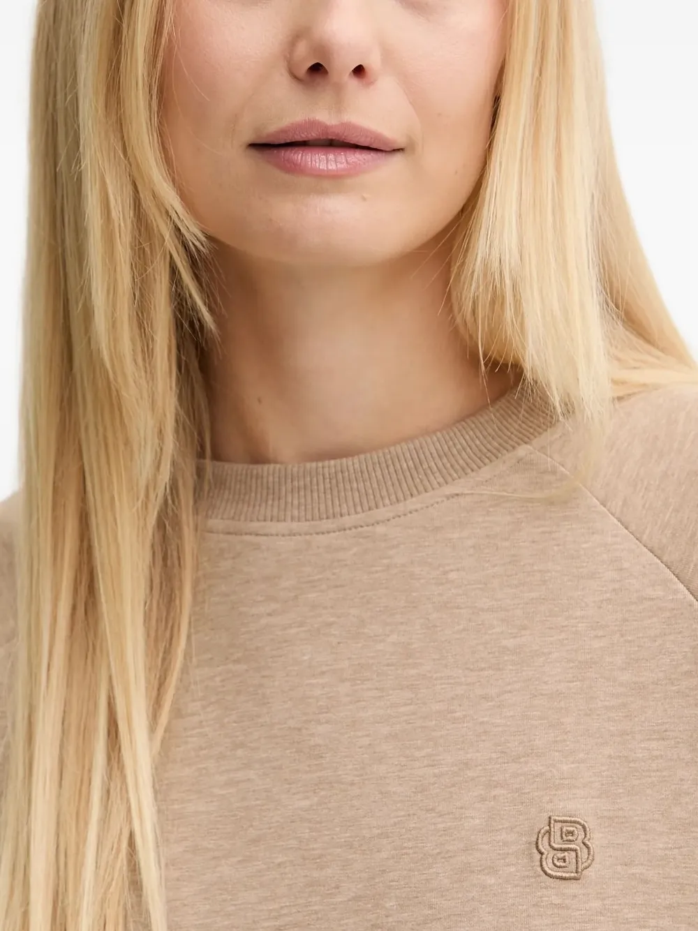 Hugo Boss Raglan-sleeve Embroidered Sweatshirt In Neutral