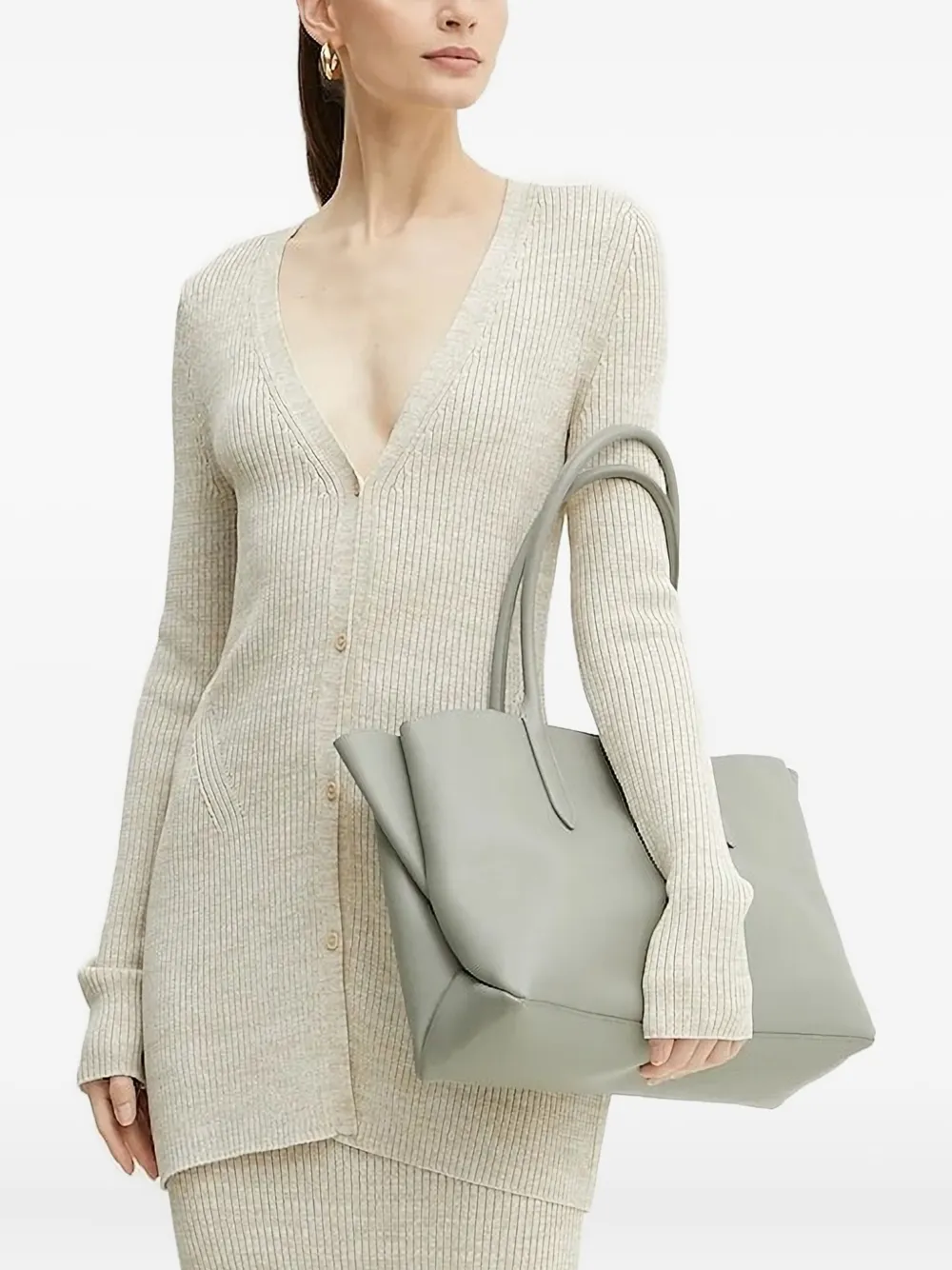 Hugo Boss Ribbed V-neck Cardigan In Green