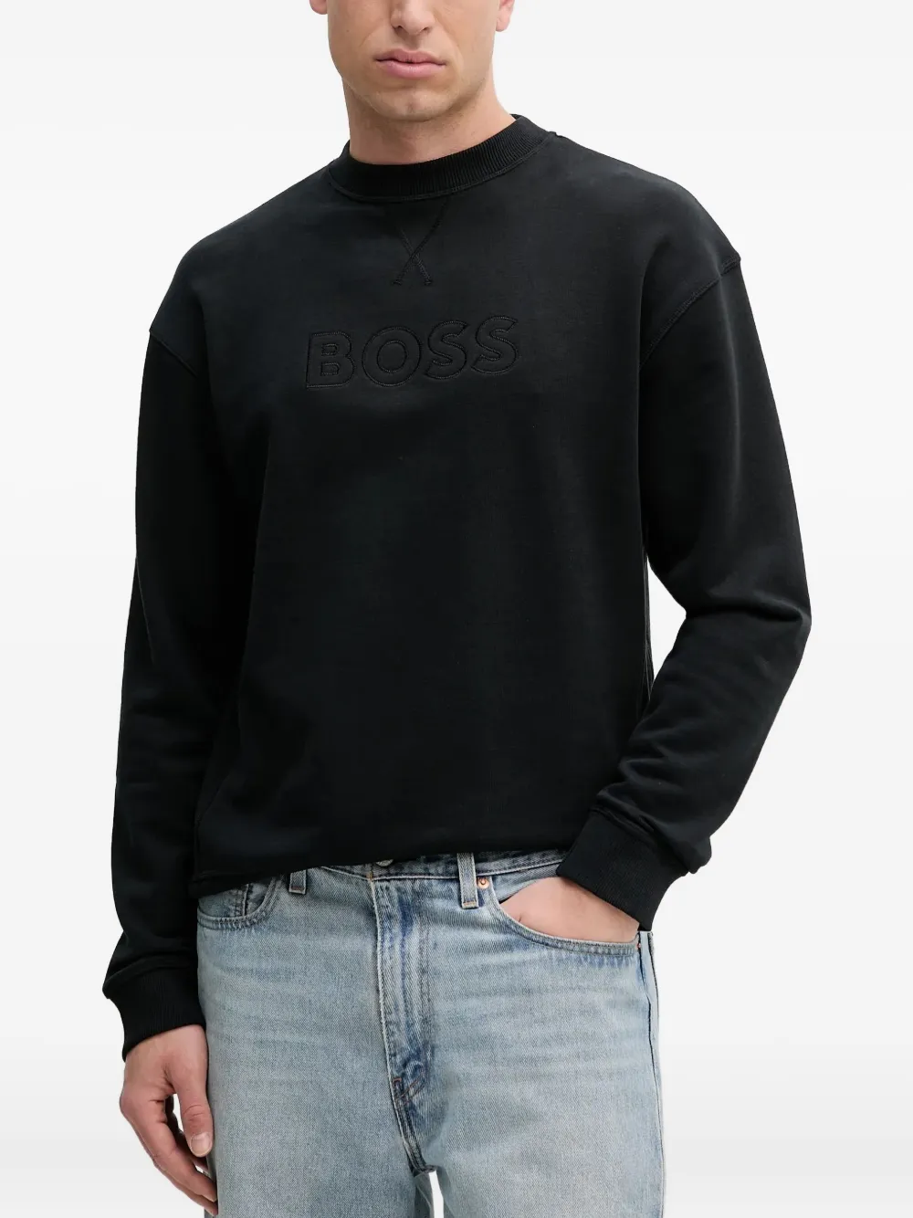 BOSS sudadera con logo en relieve | negro | Image 1