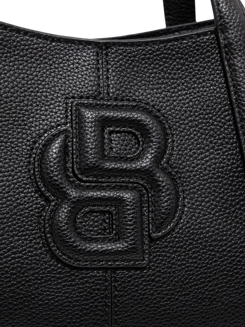BOSS Leren shopper Zwart