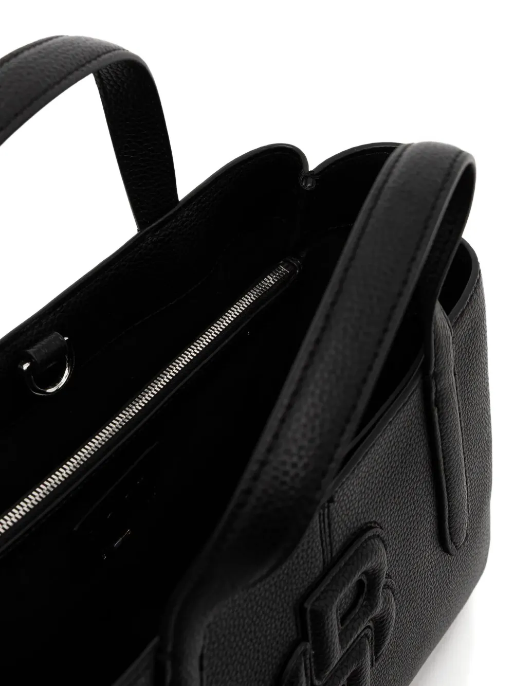 BOSS Leren shopper Zwart