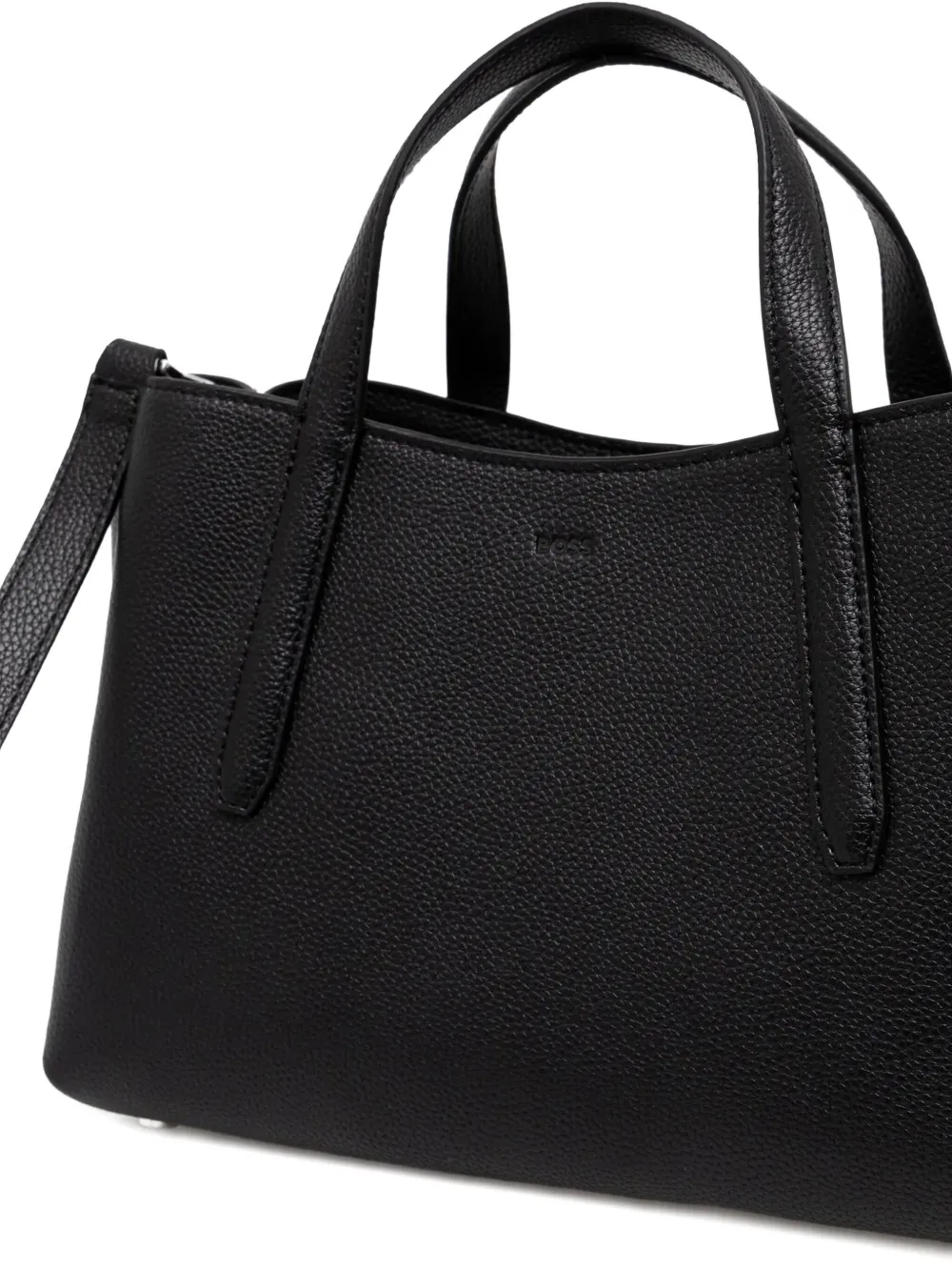 BOSS Leren shopper Zwart