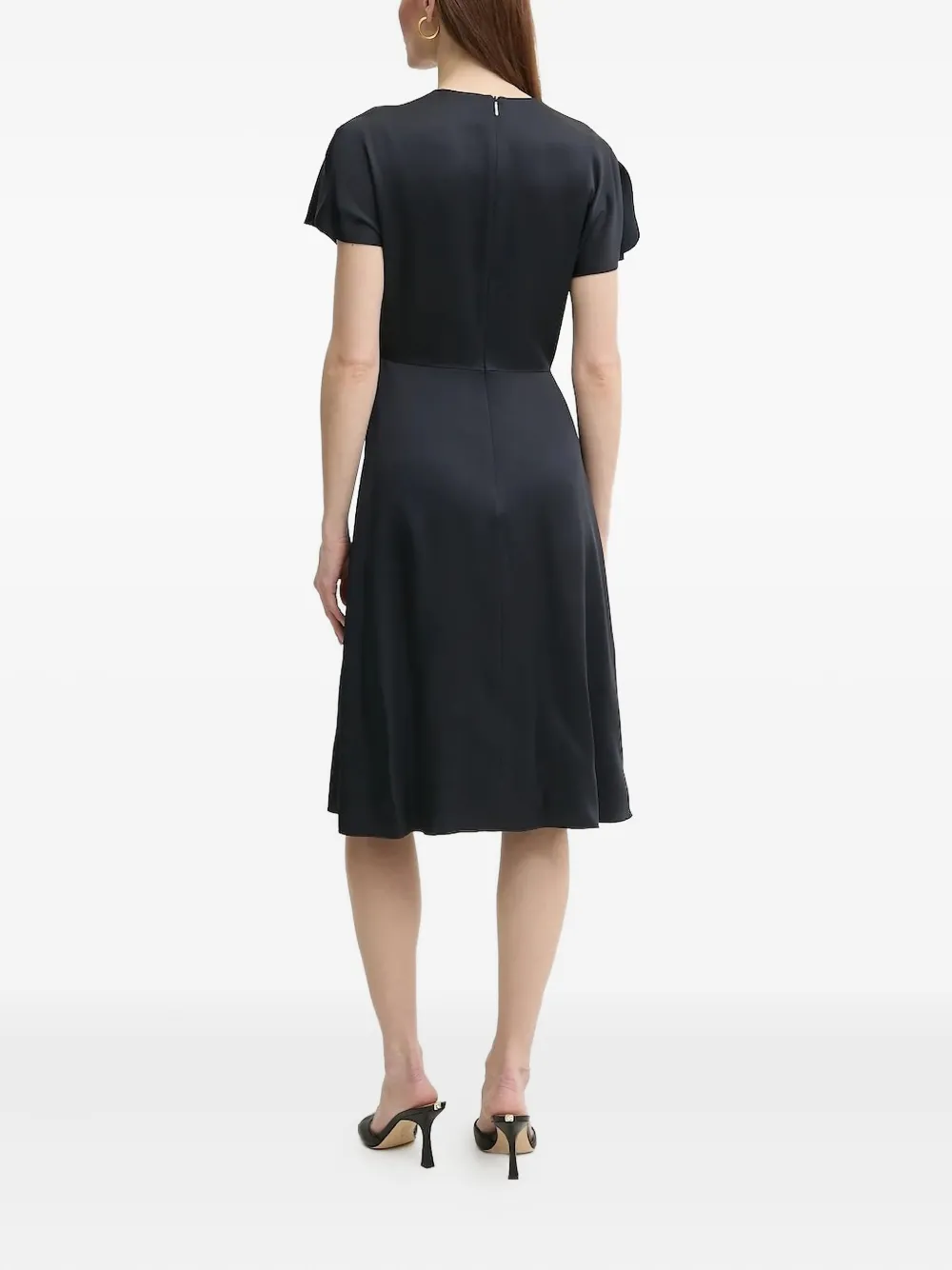 BOSS Dulania gesmockte midi-jurk met V-hals - Blauw