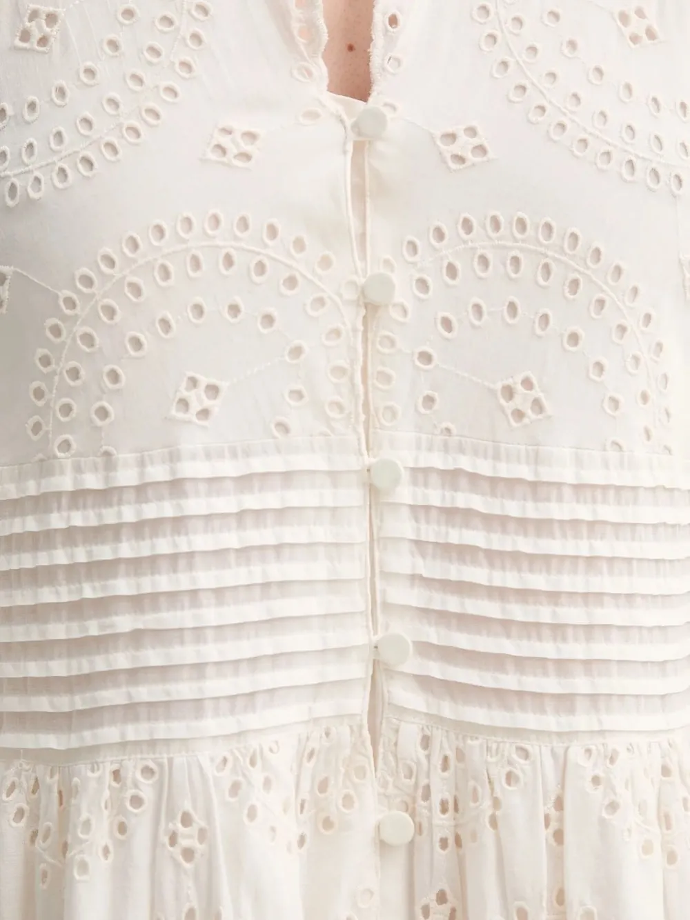 Hugo Boss Dabrody Eyelet-embroidered Pleated Midi Dress In White