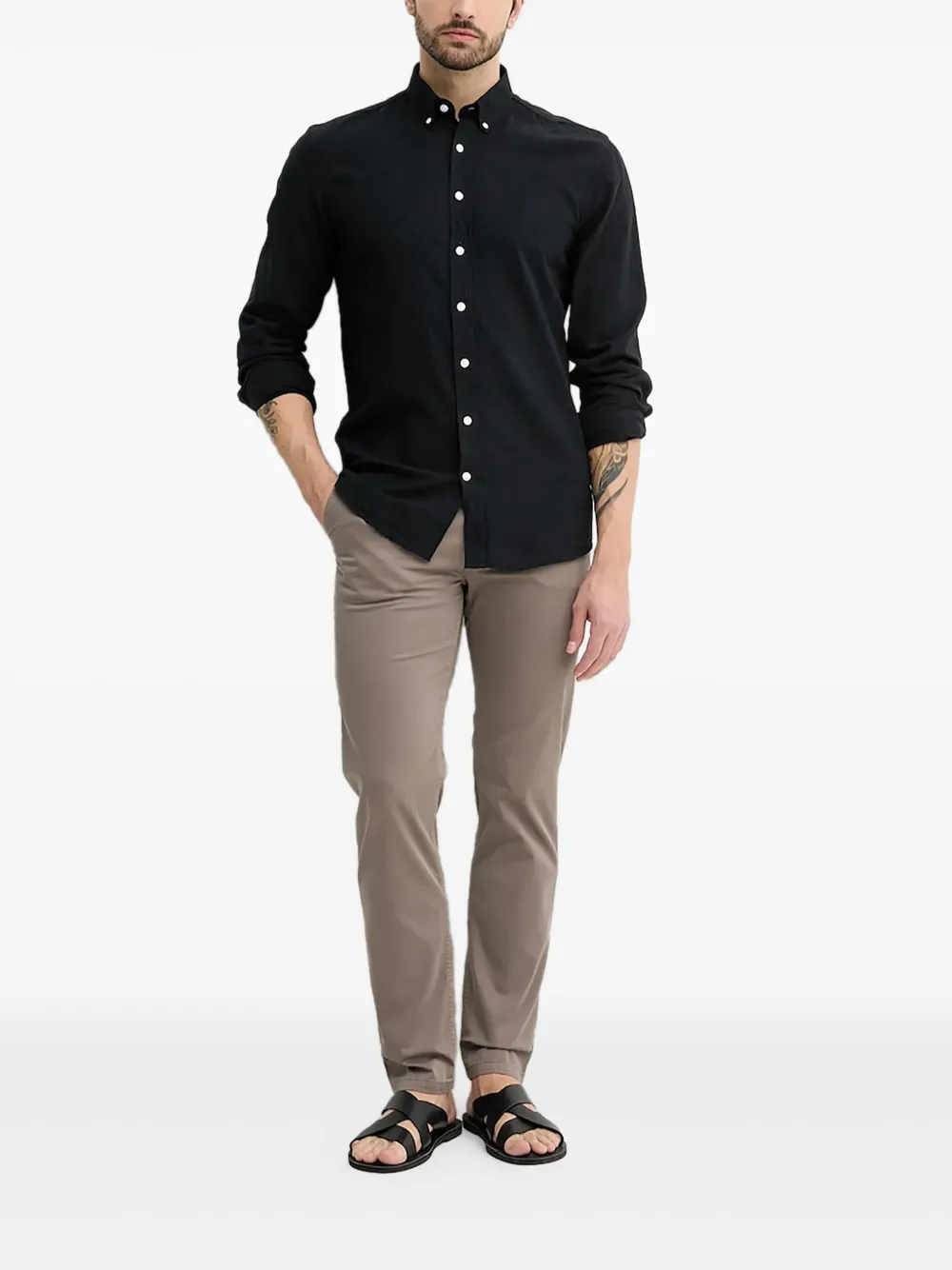 BOSS logo-appliqué chino trousers | Brown | Image 1