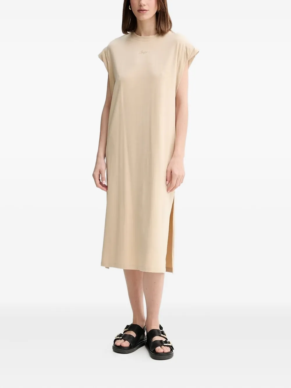 Hugo Boss Edress Cap-sleeve Midi Dress In Gold