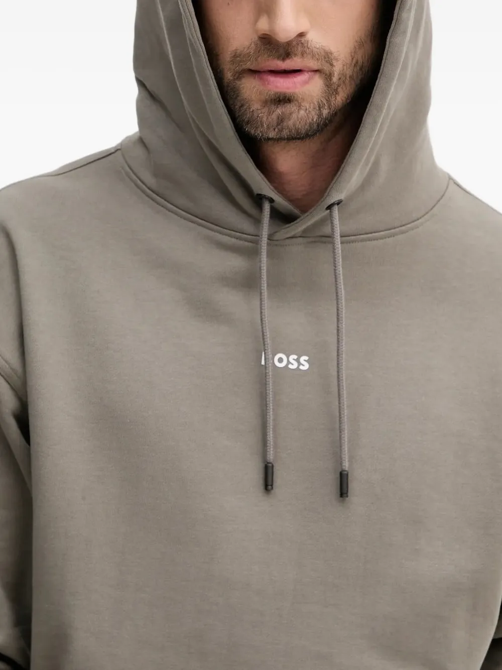 Hugo Boss Logo-print Hoodie In Burgundy