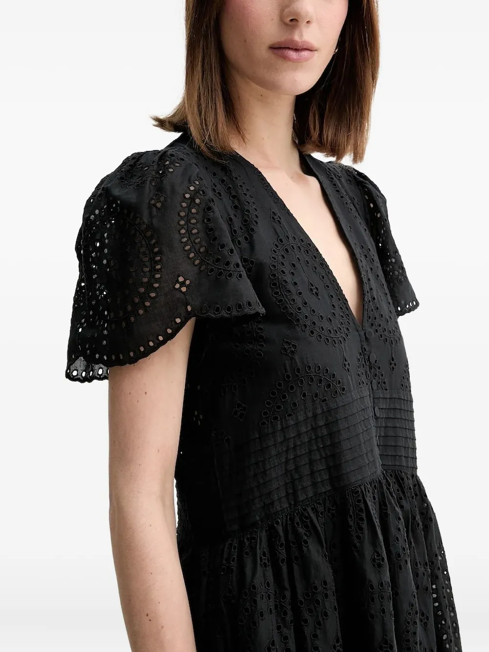 BOSS Mini-jurk met pofmouwen en geborduurd ringlets Zwart