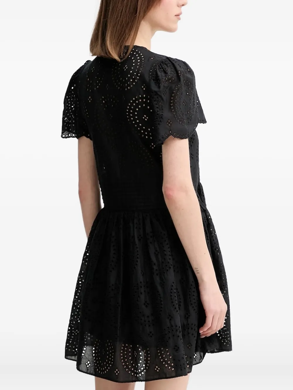 BOSS Mini-jurk met pofmouwen en geborduurd ringlets - Zwart