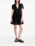 BOSS eyelet-embroidered puff-sleeve mini dress - Black