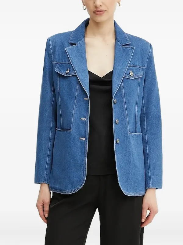 BOSS Denim flap-pocket Blazer Blue FARFETCH NZ