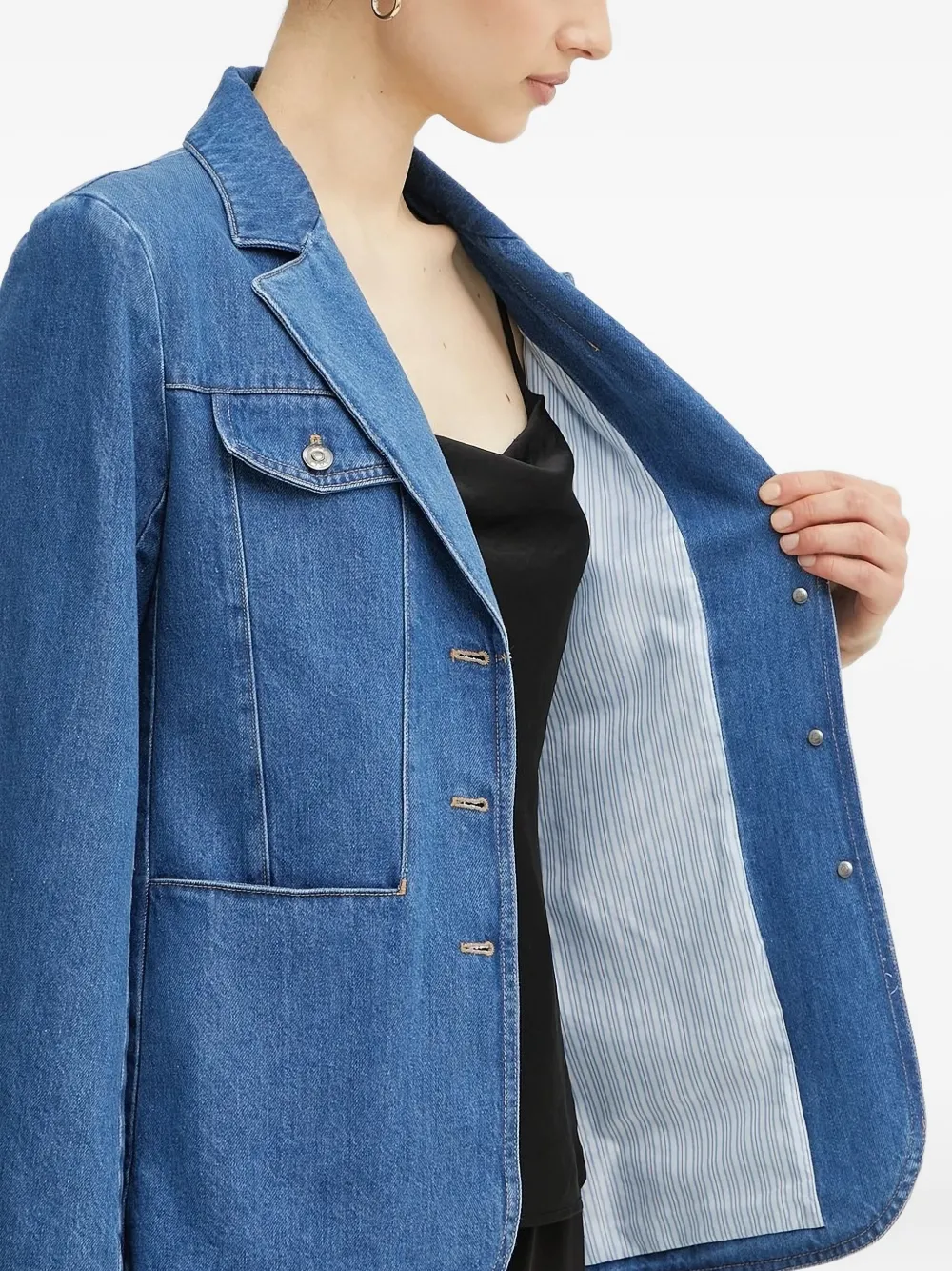 BOSS Denim blazer met klepzak Blauw
