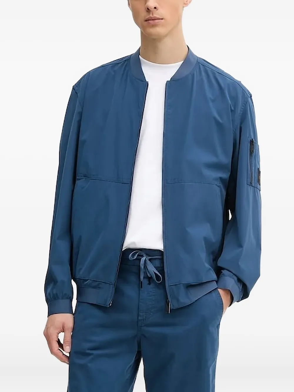 Hugo Boss Zip-fastening Bomber Jacket In Blue