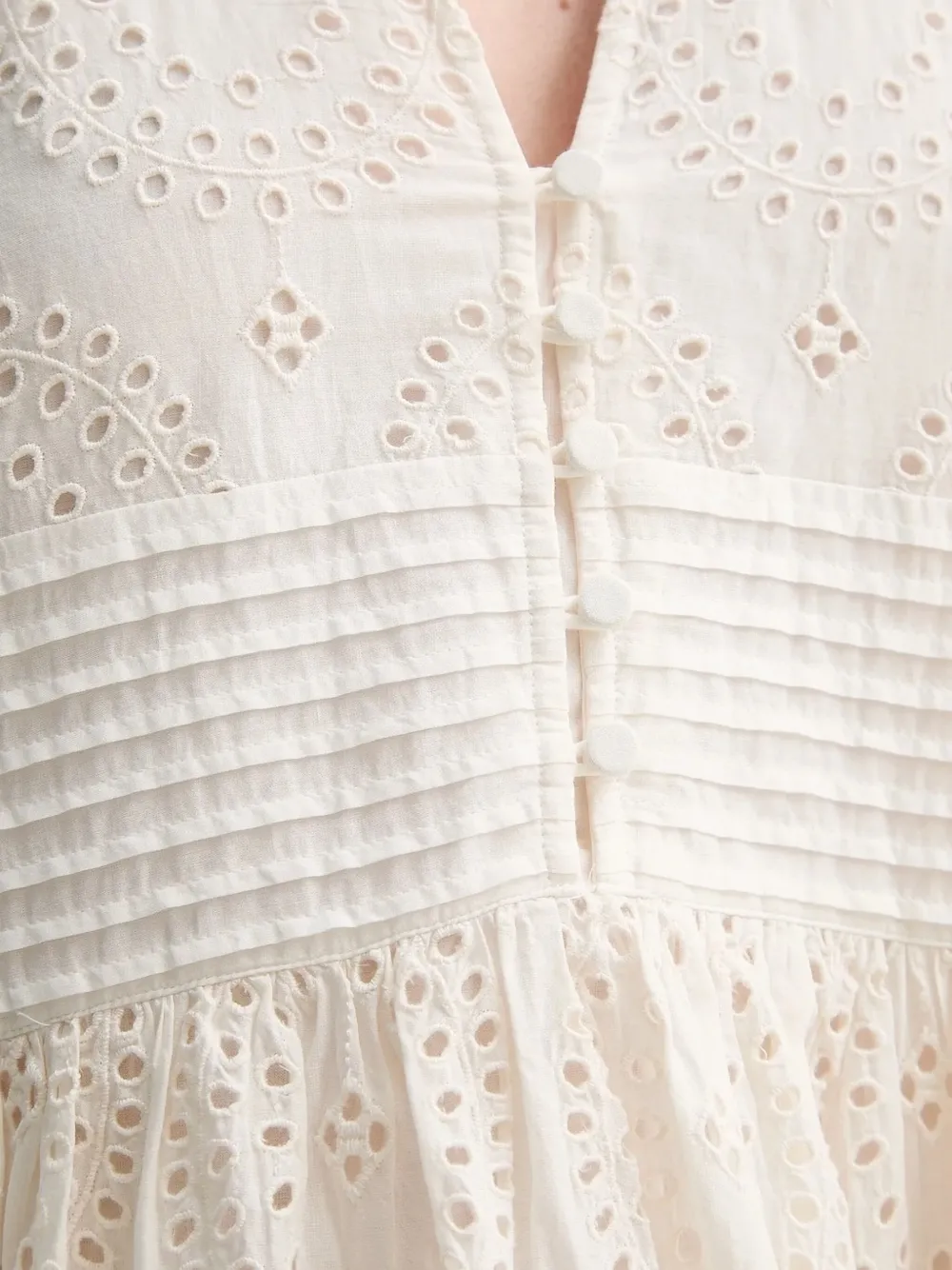 Hugo Boss Eyelet-embroidered Puff-sleeve Mini Dress In White