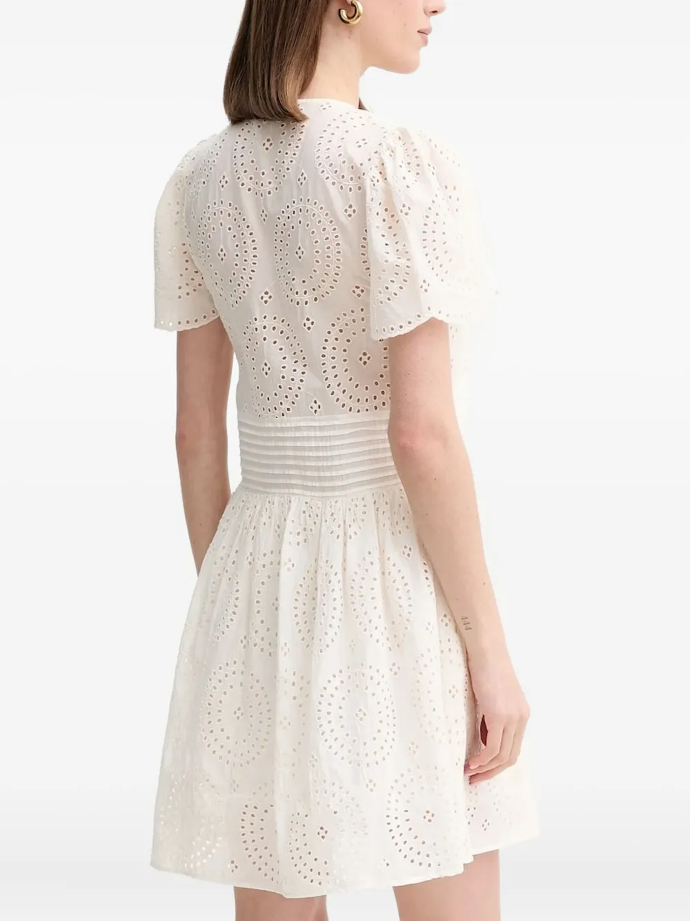 BOSS Mini-jurk met pofmouwen en geborduurd ringlets - Beige