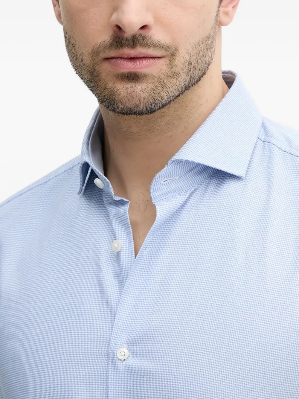 Hugo Boss Micro-check Shirt In Blue