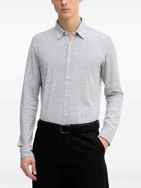 BOSS camisa de algodón texturizada manga larga