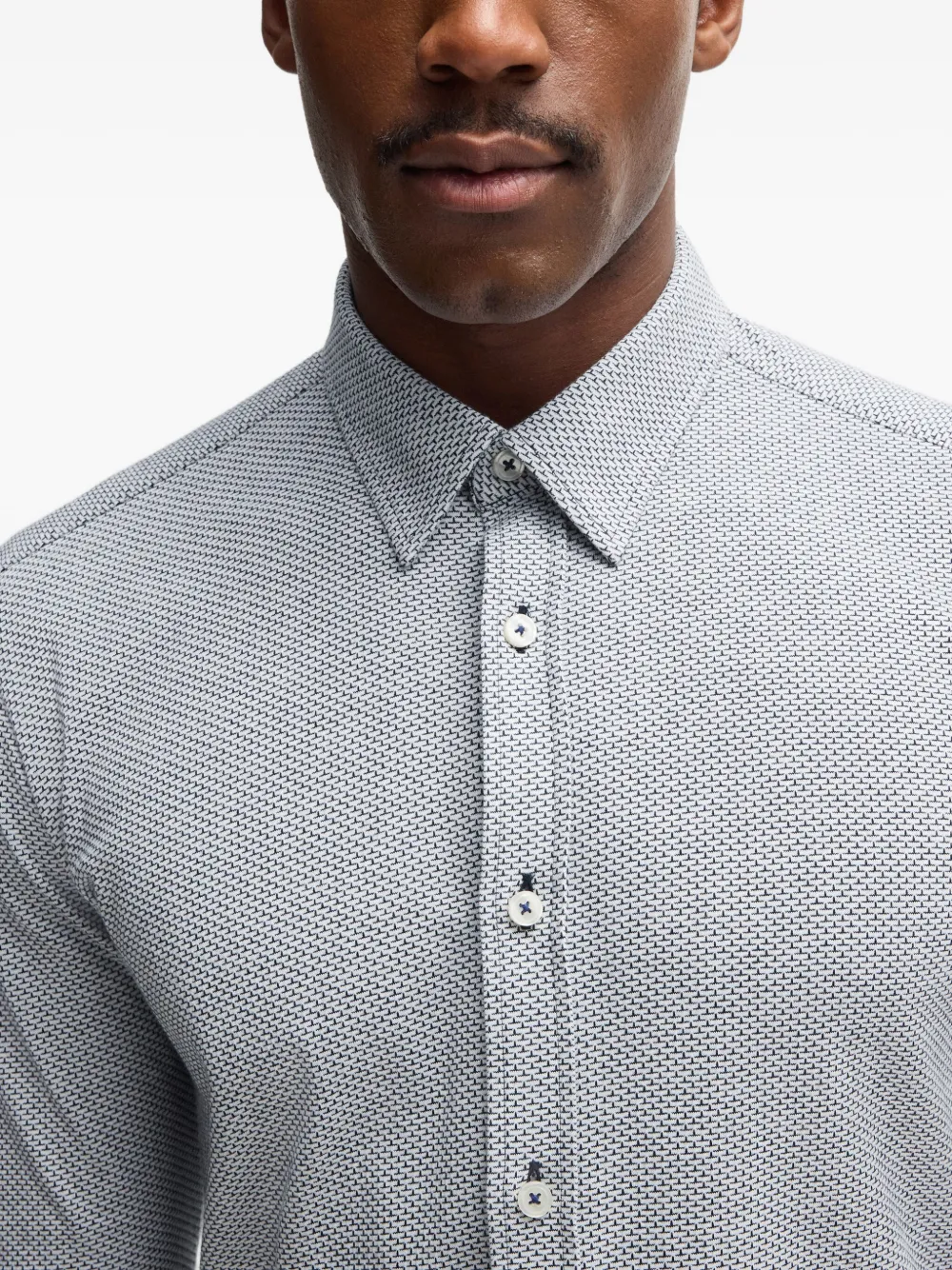 BOSS Overhemd met textuur Blauw