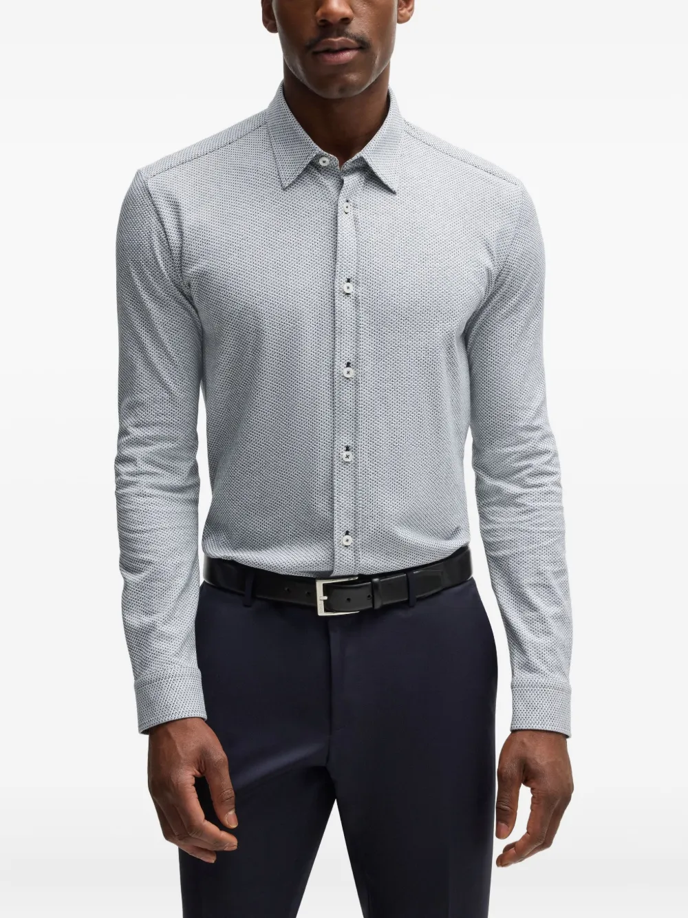 BOSS Overhemd met textuur Blauw