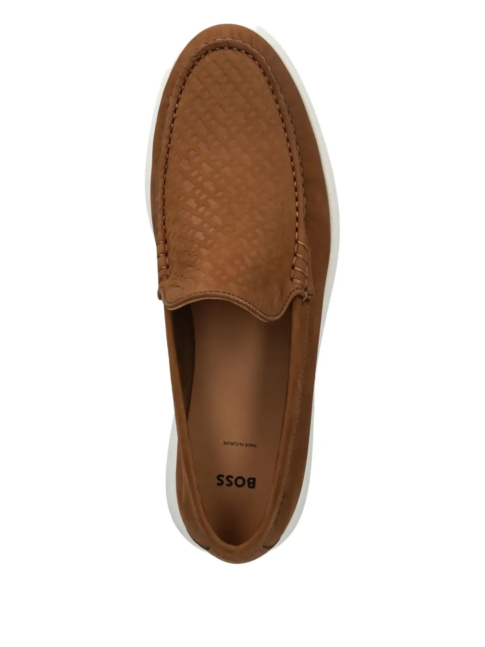 BOSS Loafers met textuur Bruin
