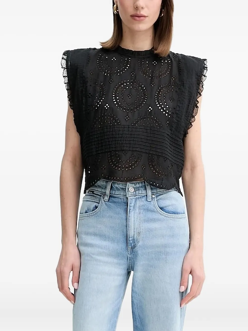 BOSS embroidery cotton blouse | Black | Image 1