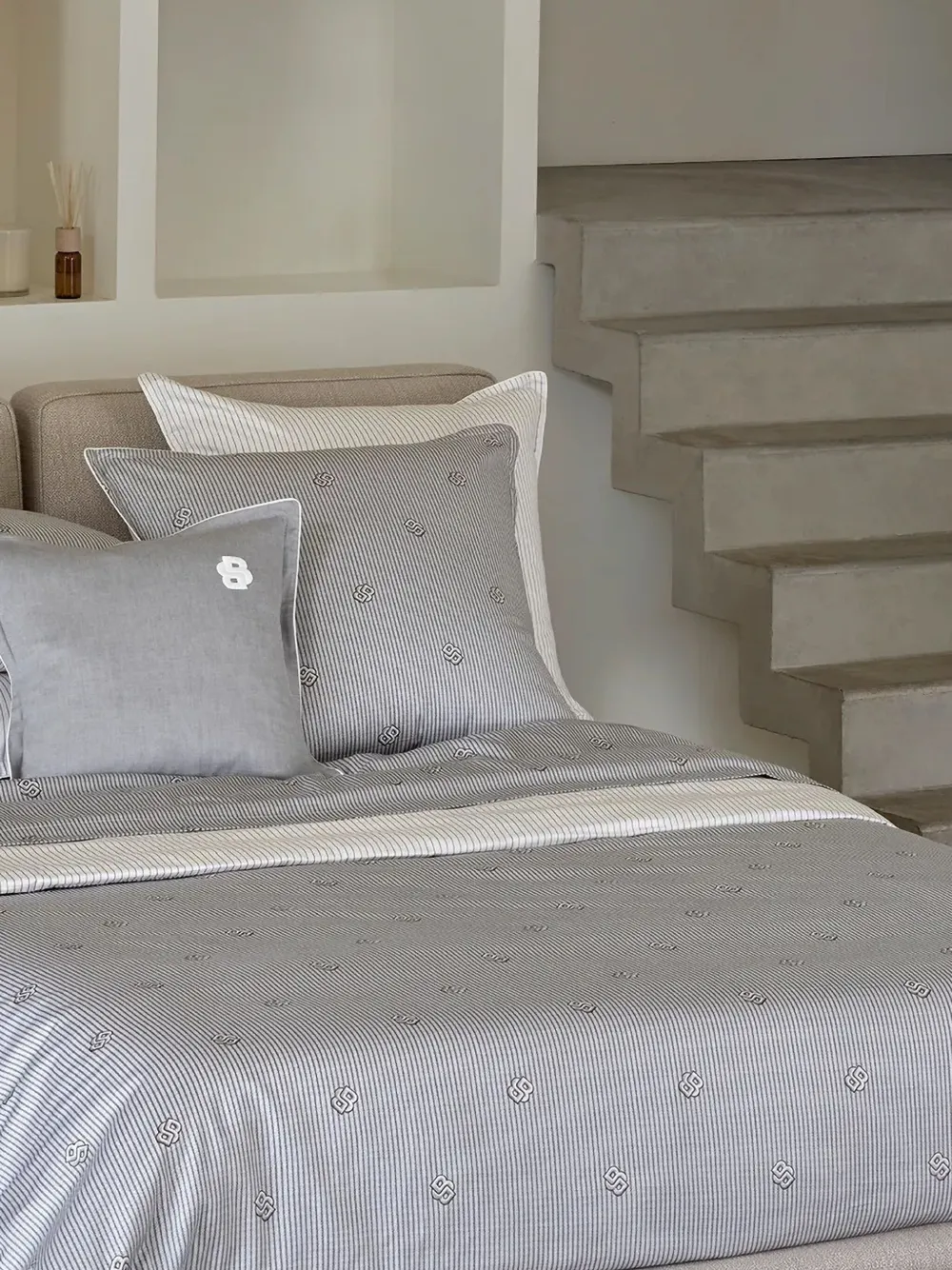 BOSS logo-embroidered striped duvet cover | Bedding | Image 2