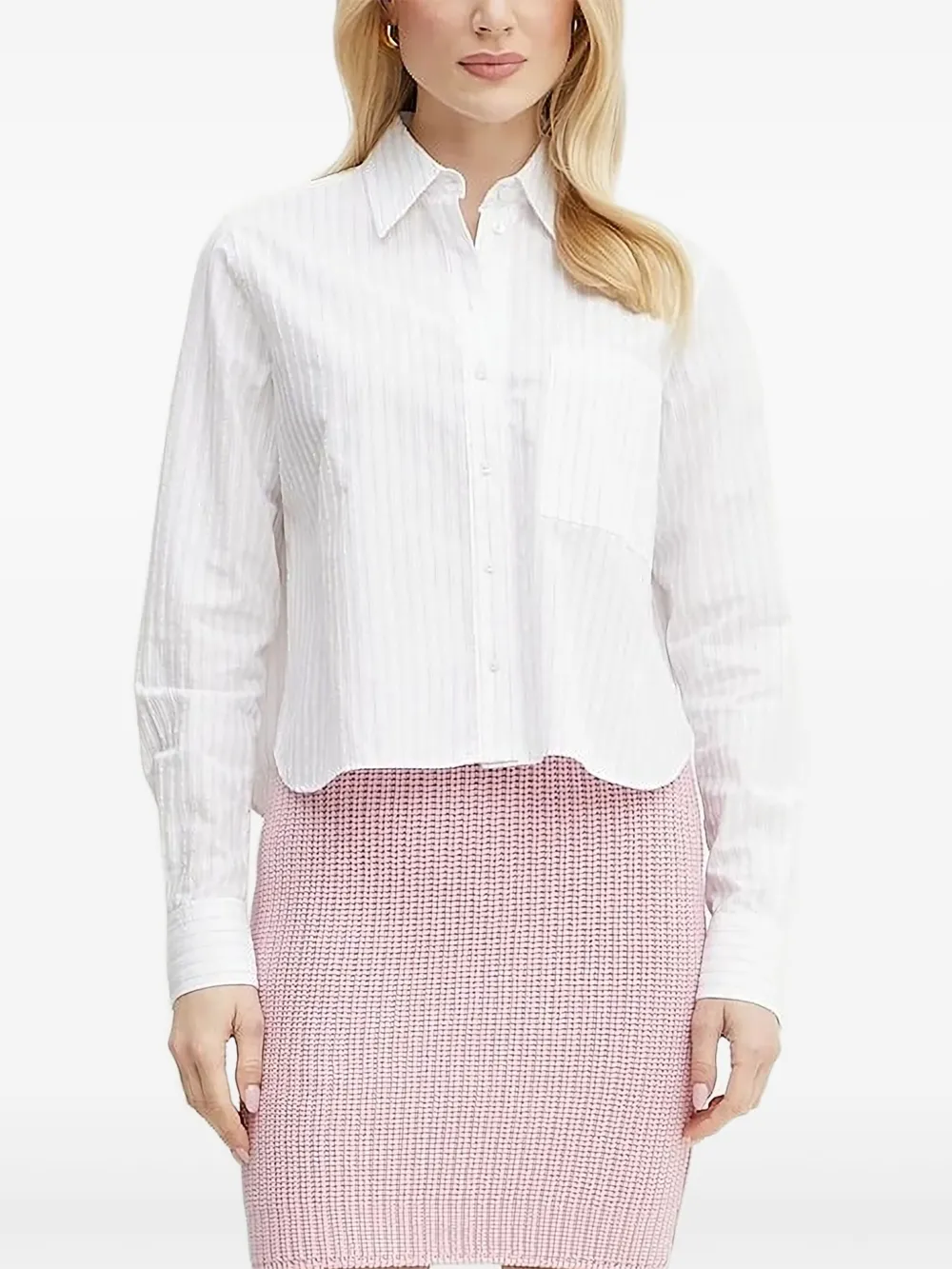 BOSS Blouse met krijtstreep Wit