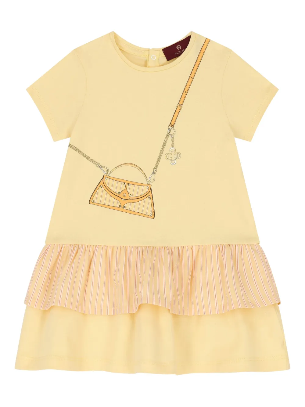Aigner Kids Jurk met ruches en grafische print Geel